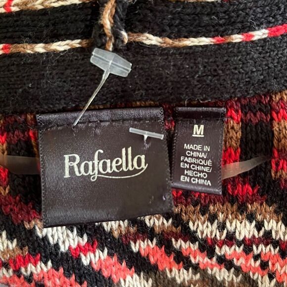 Rafaella medium red/brown/black cardigan with black trim (#1849) - Picture 4 of 5
